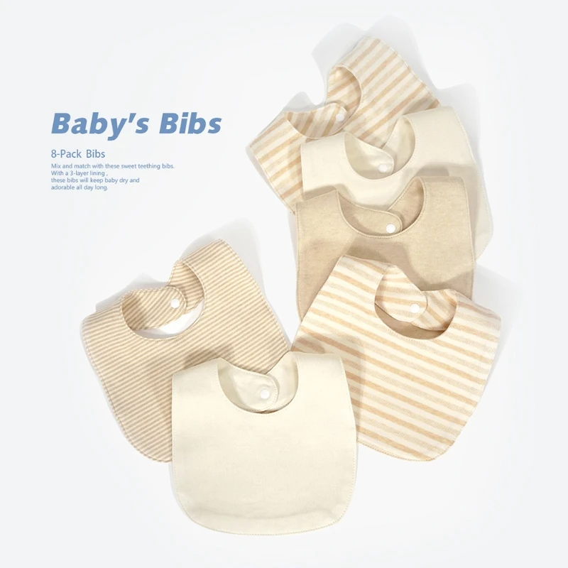 

8 Pcs Baby Feeding Bibs Soft Cotton Saliva Towel Toddler Newborn Burp Cloth Infants Shower Gifts