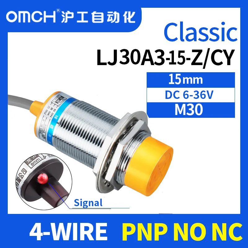 

OMCH M30 LJ30A3-15-Z/CY non-flush metal inductive proximity switch sensor switch 4-WIRE PNP NO NC detection range 15mm
