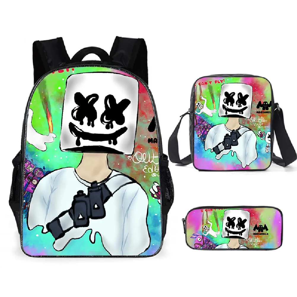 3 шт. рюкзак школьный Карандаш Чехол ди джей Marshmello сумки на плечо школьная сумка