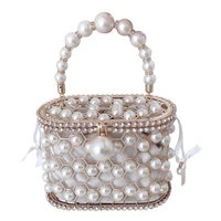 french niche versatile new fashion pearl bag womens luxury diamond instagram bucket bag versatile oblique cross bird cage bag
