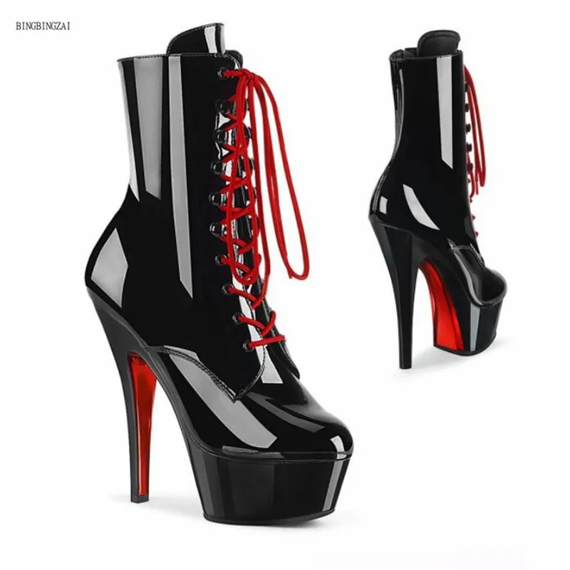 

New Women's Boots Winter Women's Short Boots High Quality 2021 Fashion Boots Nightclub 15cm Thin Heel Platform 3-14 15