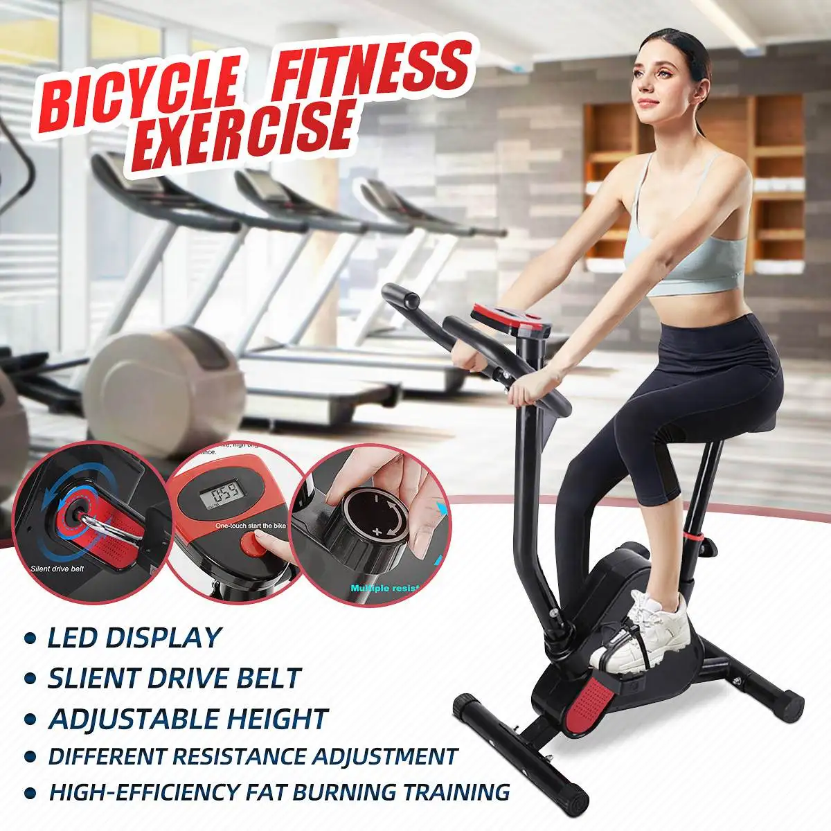 

Домашний велотренажер для помещений, велотренажер со светодиодным дисплеем, инструмент для фитнеса, стационарное фитнес-оборудование, бод...