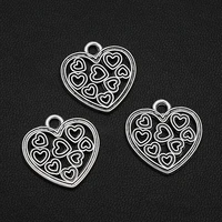 25pcslot 19x20mm antique silver plated hollow charms alloy metal heart pendant for handmade diy tibetan jewelry making findings