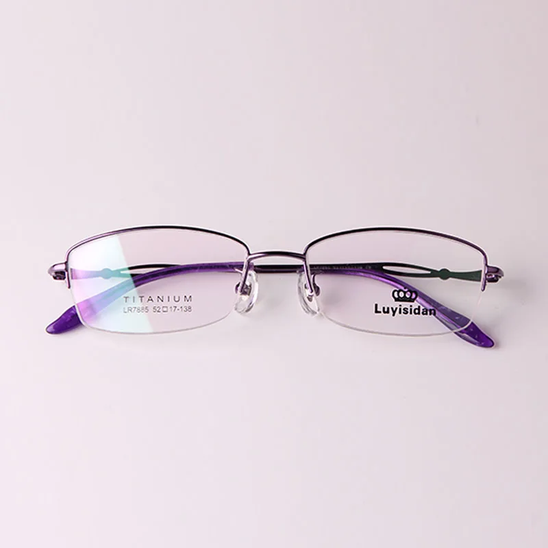 

HEJIE Fashion Woman Pure Titanium Eyeglasses Frames Brand Half Rim Clear Lens Glasses Frame For Females Size 52-17-138mm Y7885