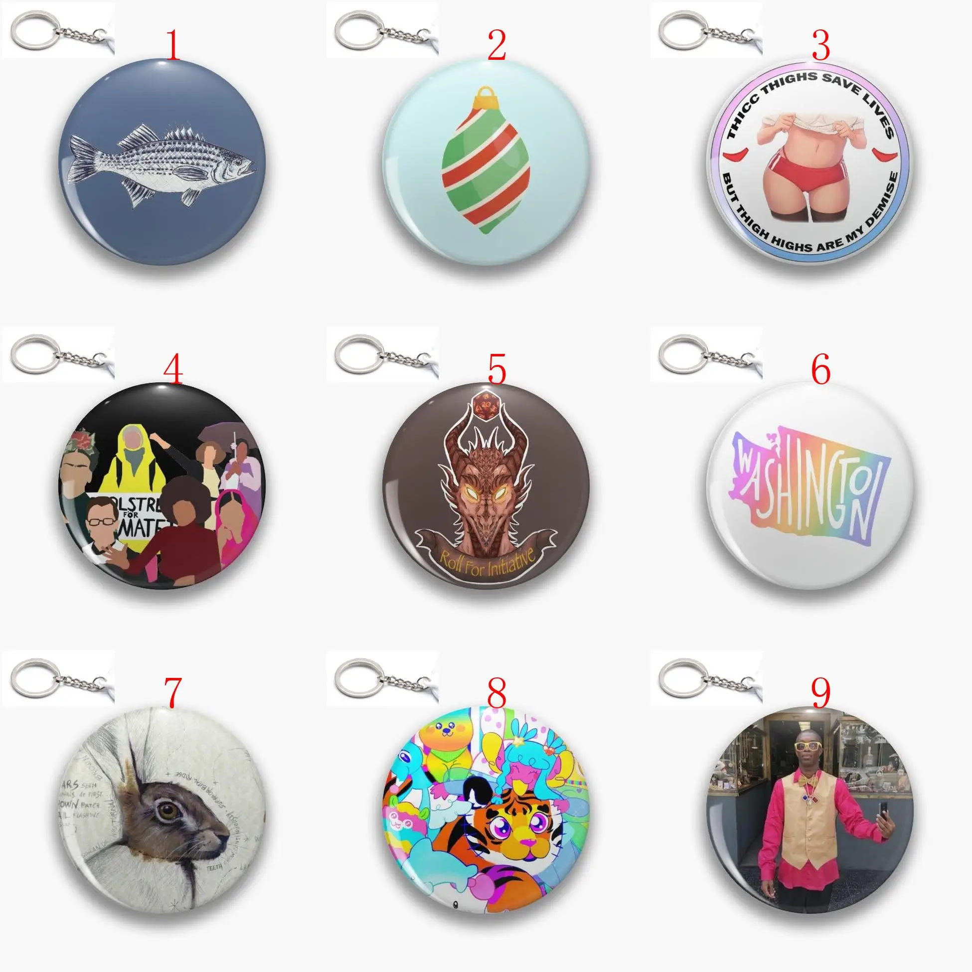 Полосатый окунь рыба Уолтер в шифер синий P брелки кольцо ювелирные изделия