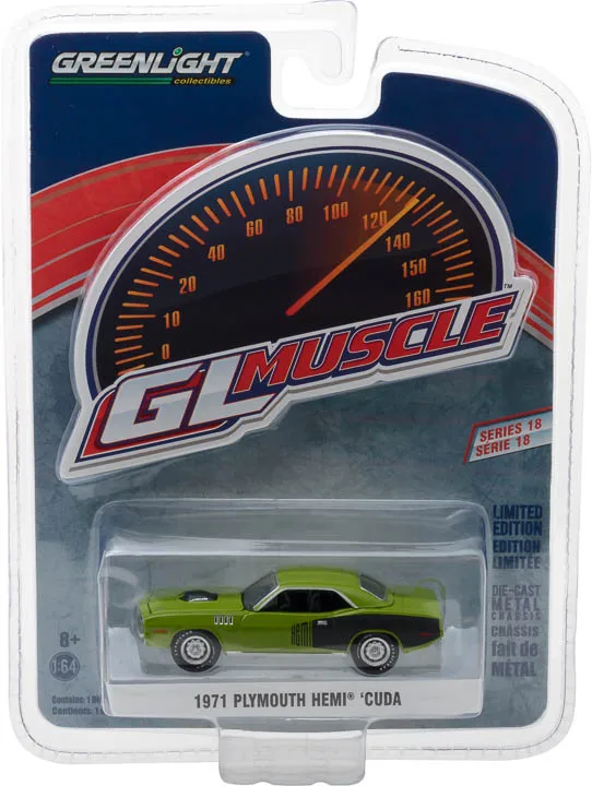 GreenLight 1:64 1971 Plymouth Hemi 'Cuda модель автомобиля из сплава металлические игрушки для