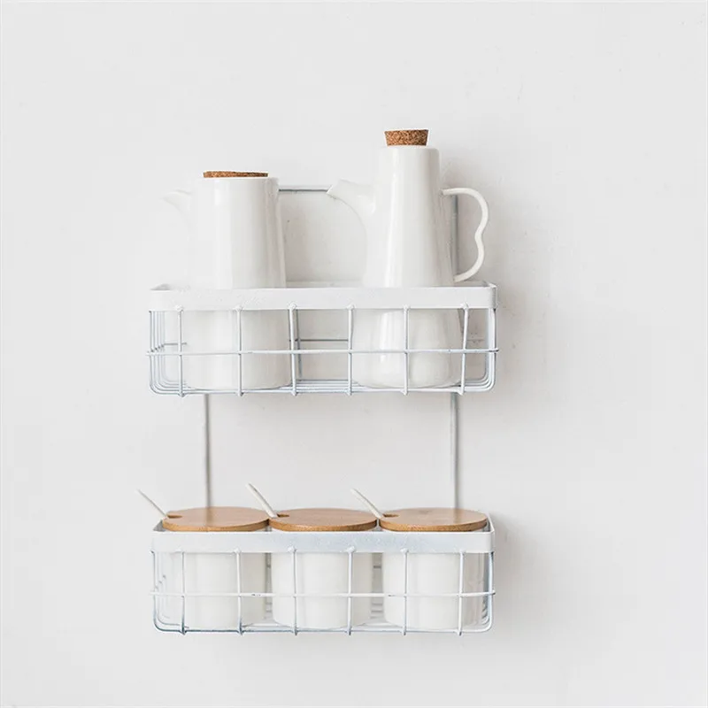Bathroom Storage Shelf Iron Rack Organizer Double Layer Wall Hanging Shampoo Shower Kitchen Baskets | Дом и сад