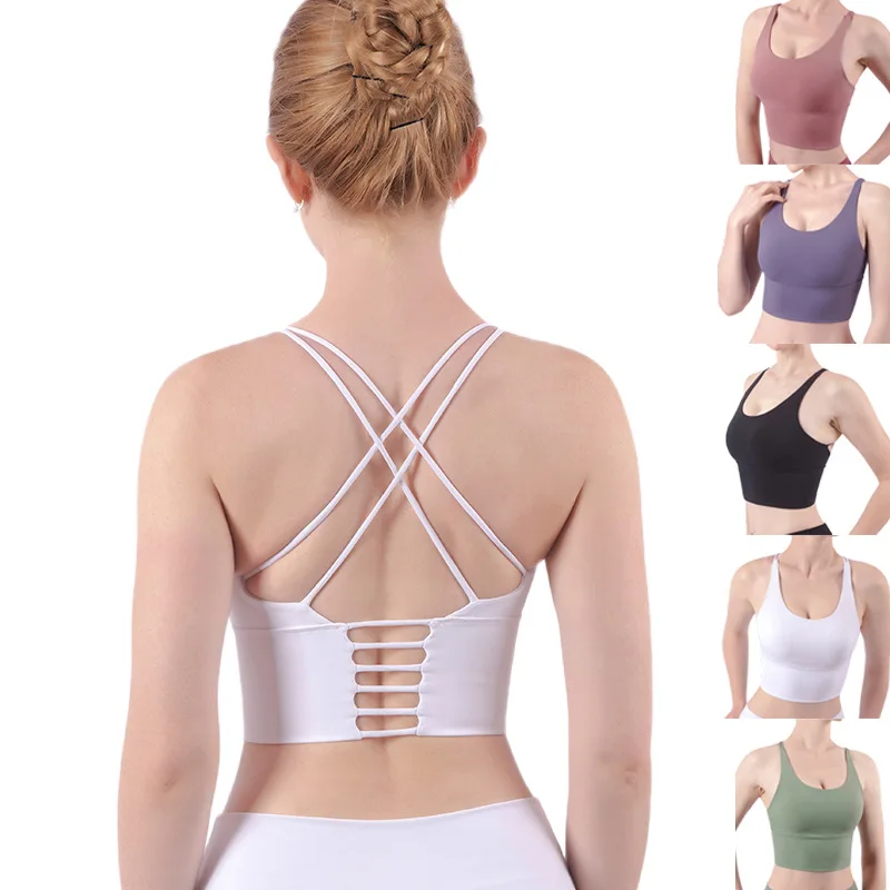 

New Style Large Size Sports Brassiere Women's Vest Style Elasticity Fitness Bra-Free Steel Ring Push up Yoga Underwear Summer