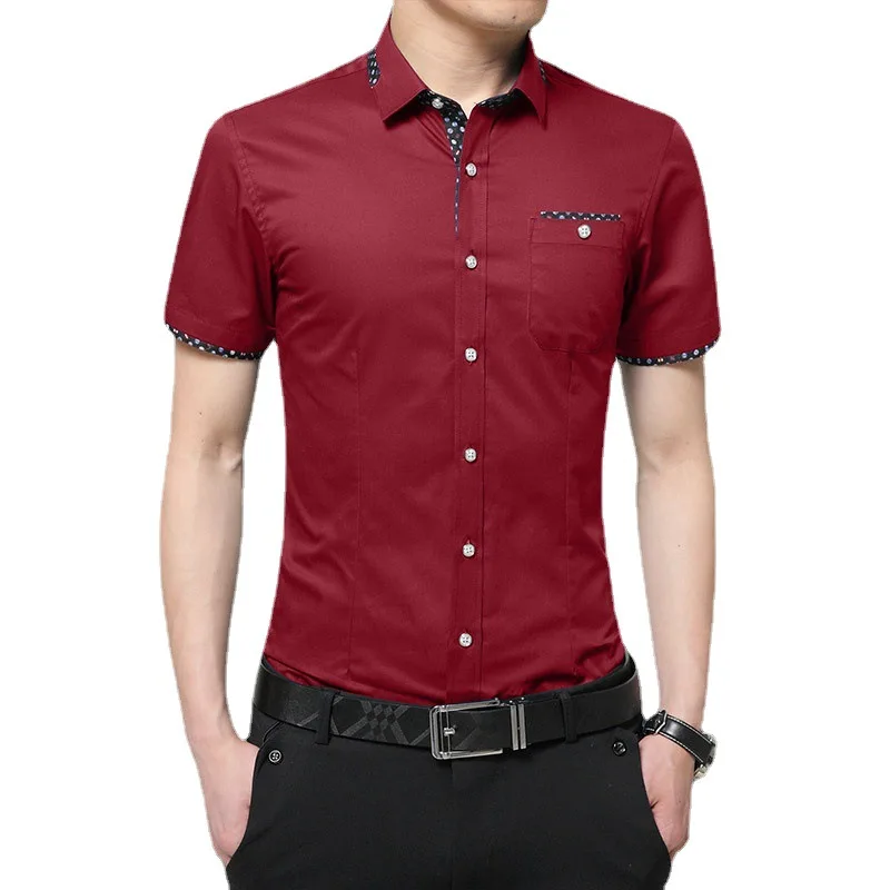 

2021 Summer Men's Short-sleeved Shirt Men's Korean Slim Fit Men's Casual Shirt Trend Men's Fashion Trend Camisas Para Hombre
