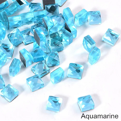 Aquamarine 100 шт 6 мм стразы горячей фиксации стразы квадратные плоские с оборота стеклянные DMC горячей фиксации стразы железные стразы свадебное платье B0308 - Цвет: Aquamarine