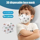 50 шт., одноразовые 3d-маски для лица для детей, 4 слоя