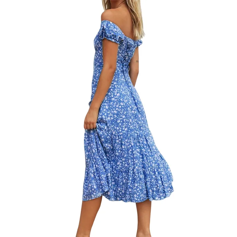 

Vintage Floral Print Maxi Dress Women Boho Three Quarter Sleeve Long Dress Turn Down Collar Casual Shirt Dresses Robe