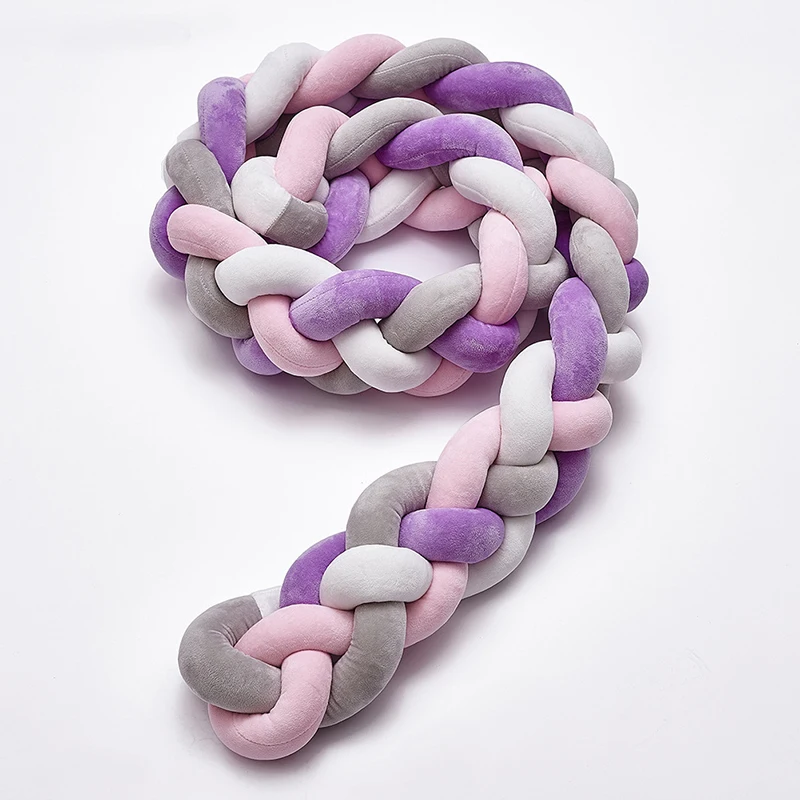 Бампер для детской кроватки плетеный плюшевый бампер с узелком декоративная