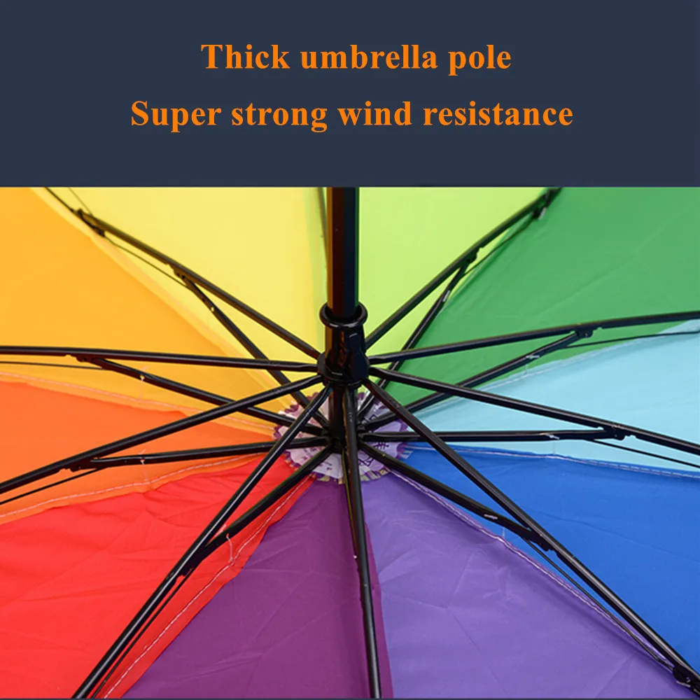 Модные зонты Водонепроницаемые Яркие прочная Радужная Радуга 10K ветрозащитный