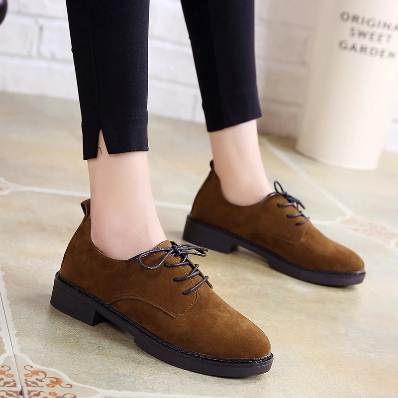 Женская обувь с перфорацией типа броги Повседневная на шнуровке Туфли оксфорды