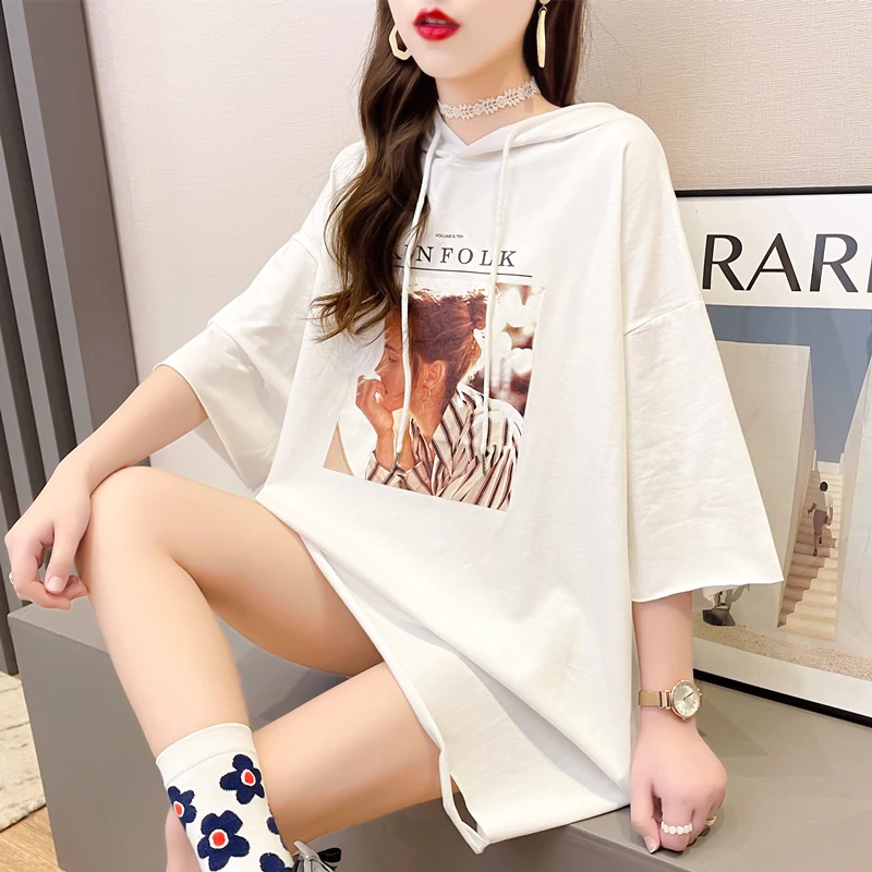 #0619 желтая синяя белая футболка в стиле Харадзюку для женщин свободная хлопковая