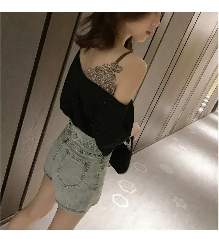 

Summer new fashion women's loose short short strapless ins net red short sleeved T-shirt women's clothes