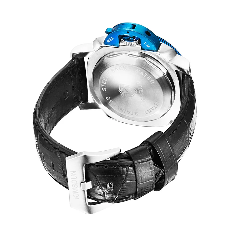 

KIMSDUN Top Brand Men's Luxury Quartz Watch Waterproof Blue Leather Military Classic Large Dial Male Clock Relojes Para Hombre