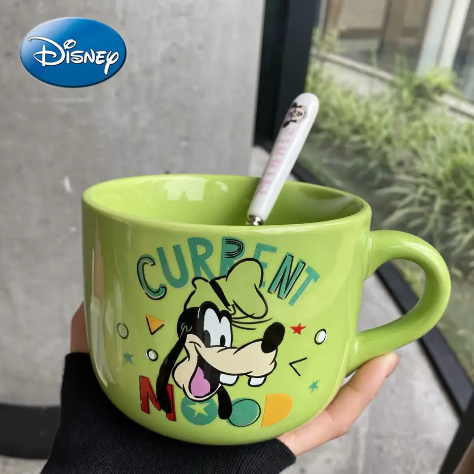 

Disney Goofy Mug Milk Oatmeal Breakfast Cup Coffee Cup Water Cup Ceramic Mug Large Capacity Lid Spoon Coffee Mug with Lid