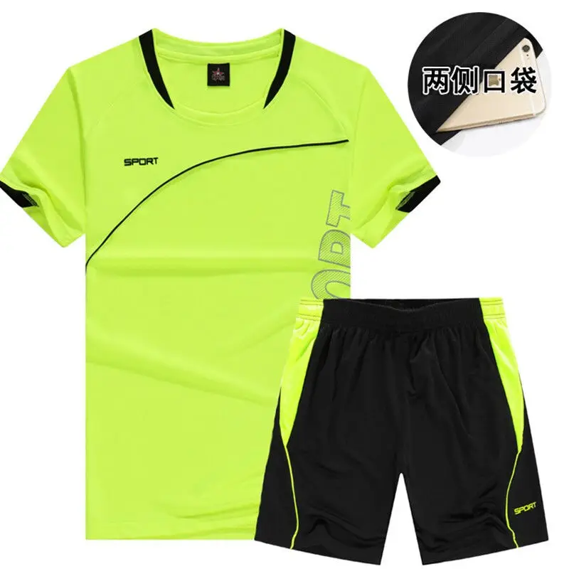 

Sports suit men's summer loose two piece short sleeve shorts round neck running suit thin basketball fitness suit training suit