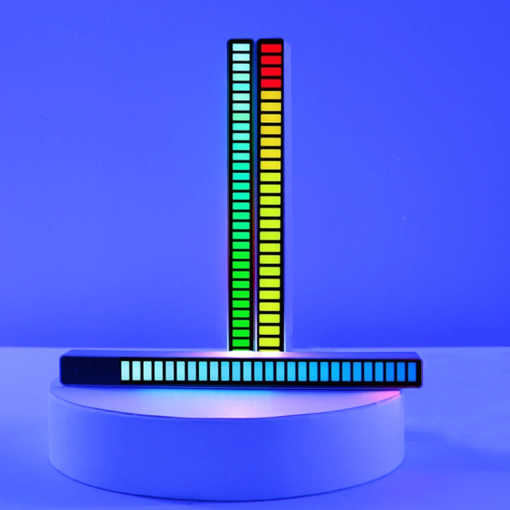 

LED Car Strips Light 32 Beads Colorful Voice Control Atmosphere Music Desktop Decorative Rhythm Lamp
