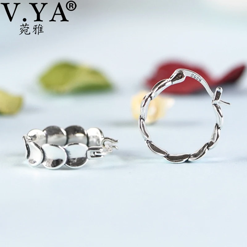 

V.YA 925 Sterling Silver Hoop Earrings New Fish Scale Shaped Ear Ring Fashion Party Earrings for Women Jewelry