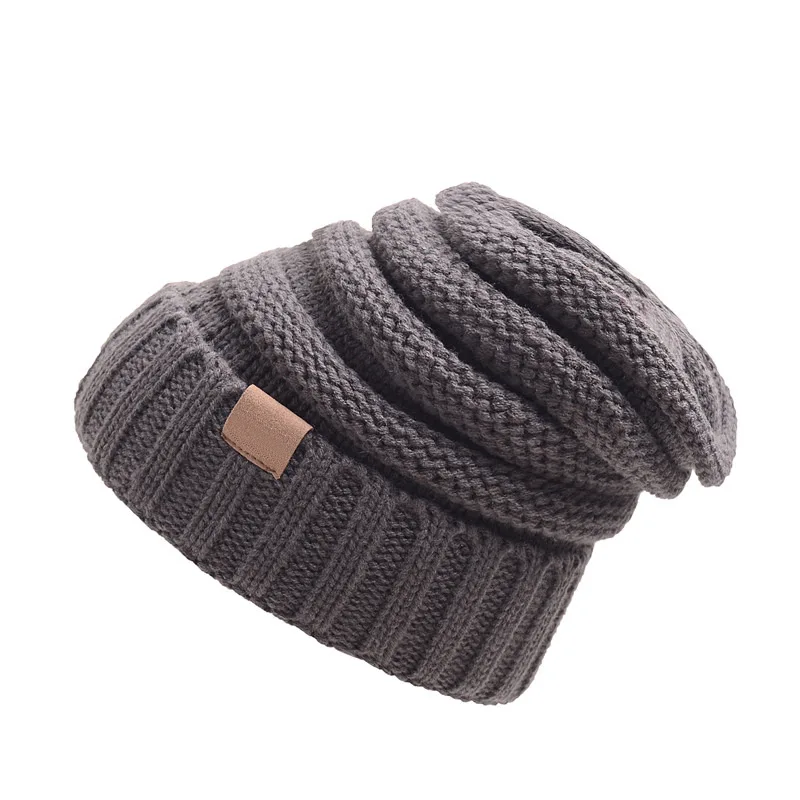 Dark Grey Новинка,, Европейский и американский стиль, Осень-зима, AliExpress, маркировка CC, вязаная шерстяная шапка, набор головных уборов, уличная шапка - Цвет: Dark Grey