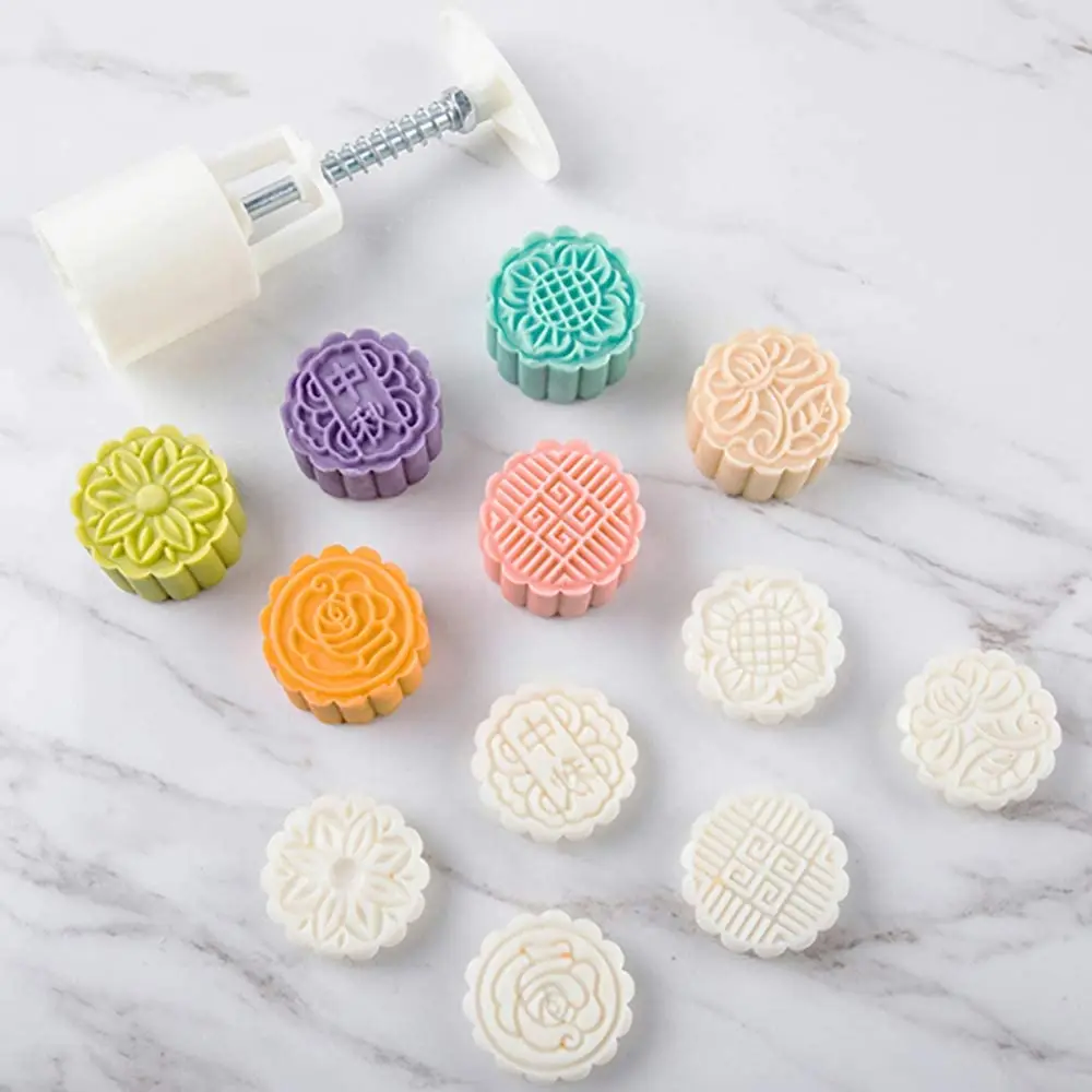Креативная форма Mooncake с 6 штампами Праздник середины осени Ручной пресс ure Flower