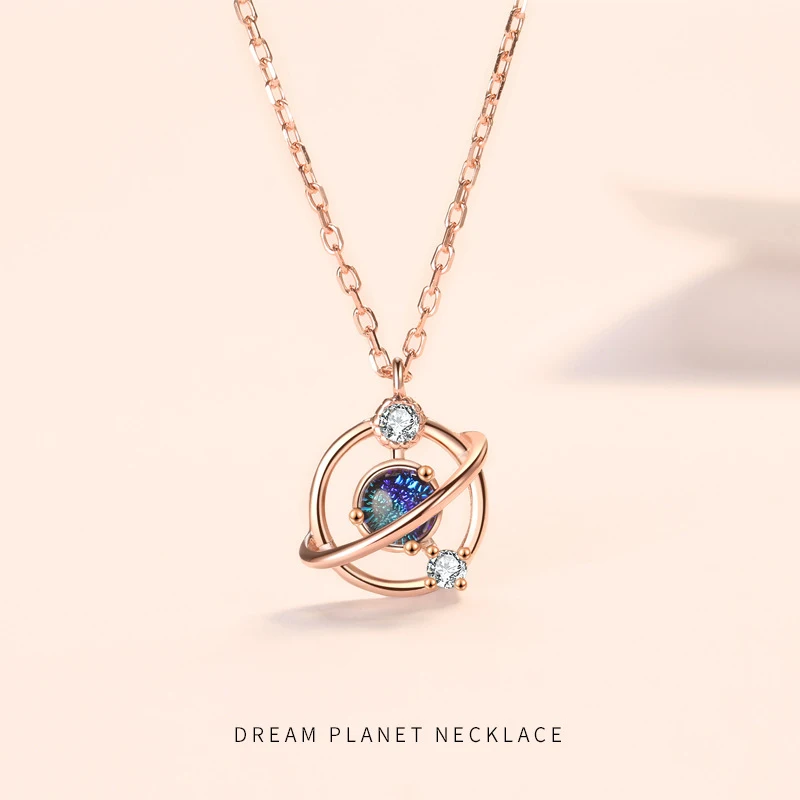 

High Quality Real S925 Star Planet Pendant Fine Jewelry Necklace Coloured Glaze Pendants Chain Fashion Accessories Jewel Women