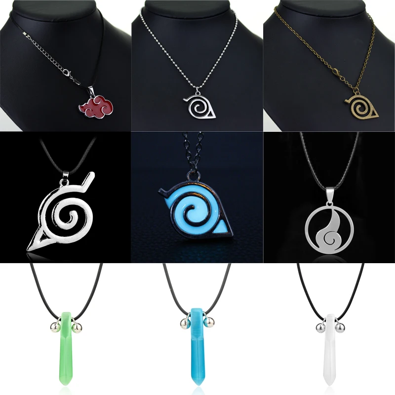 

Anime Jewelry Necklace Konoha Symbol red cloud Pendants Necklaces