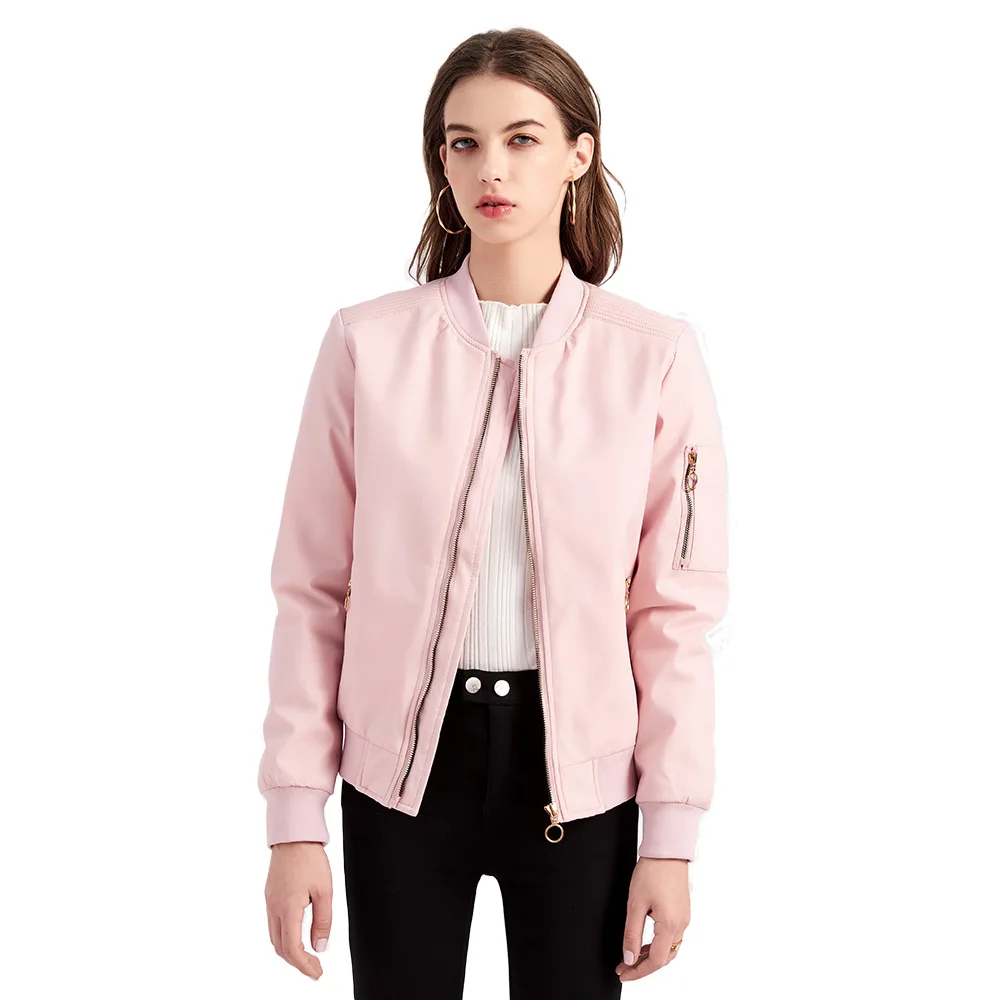 

Autumn Women's Long Sleeve Bomber Jacket Fashion Zipper Up Vintage Coat Tops Elegant Slim Basic Ladies Jackets Plus Size
