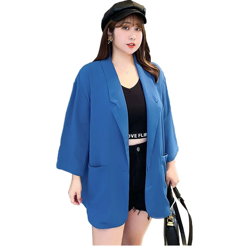 

2020 New fashion oversize blazer women spring autumn loose suit jacket soft cozy blazers plus size female solid color suit KW80