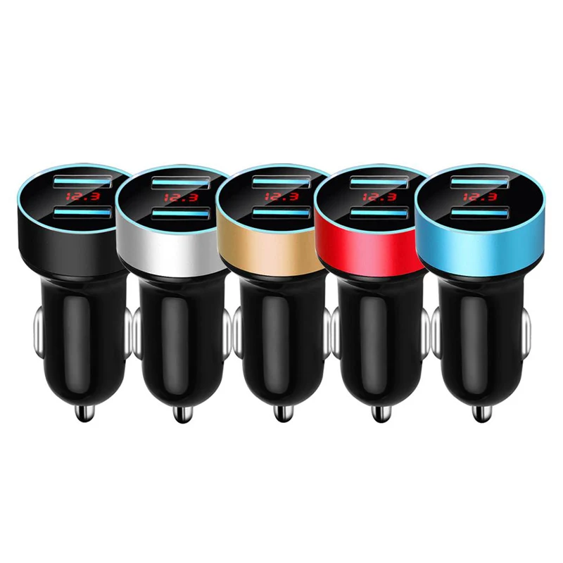 

3.1A Dual USB LCD Display Car USB Charger For iPhone 11 12 XS Max XR Samsung S20 S10 S9 S8 + S7 S6 edge Huawei Mobile Phones
