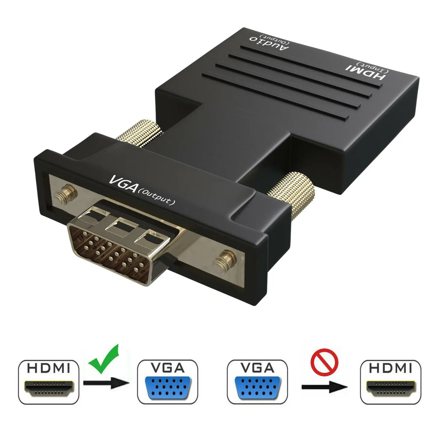 

Адаптер HDMI-VGA/преобразователь с поддержкой аудиовыхода 3,5