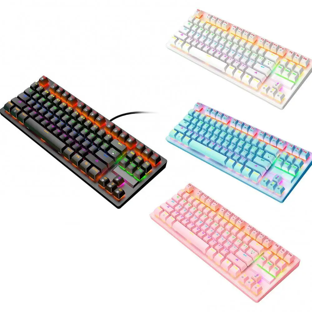 

Universal 87Keys Gaming Keyboard USB Wired RGB Green Axis Dustproof Backlight Mechanical Keyboard Business Computer Accessory