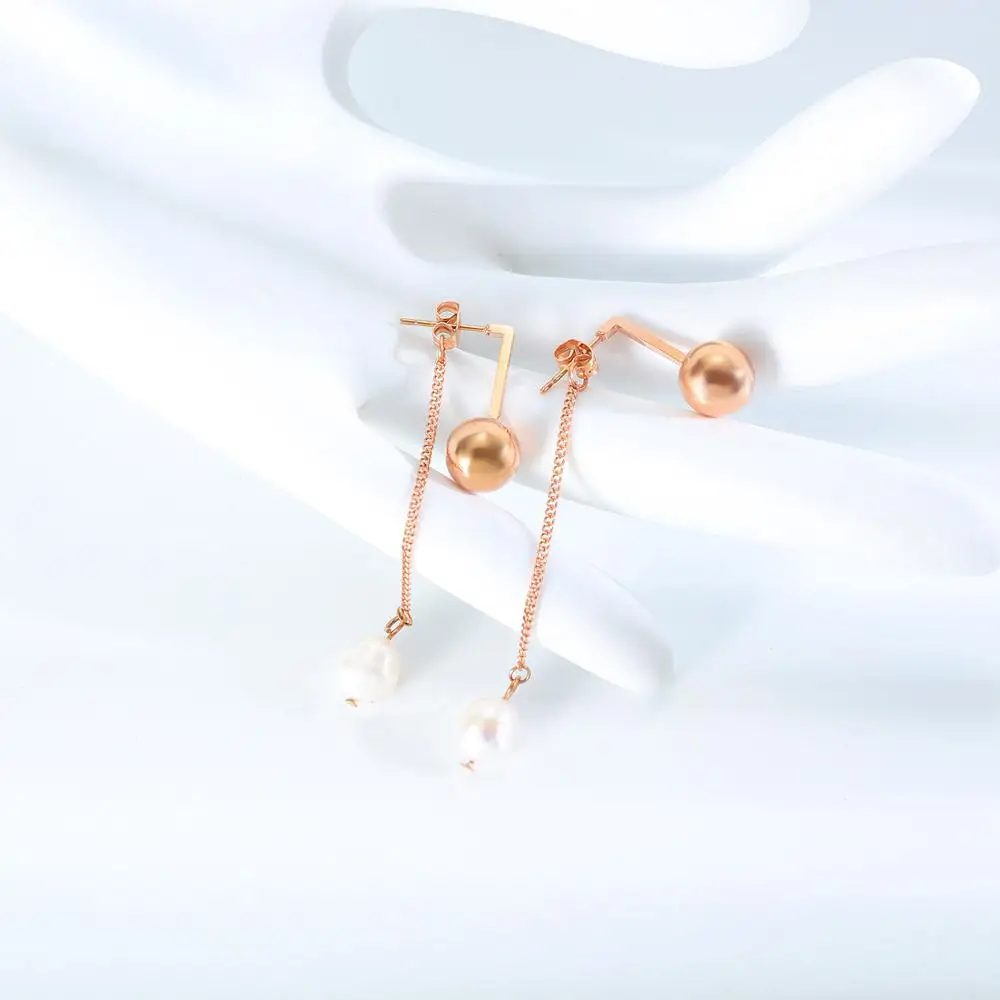 Серьги Hemiston с жемчугом и шариками женские серьги покрытием из розового золота