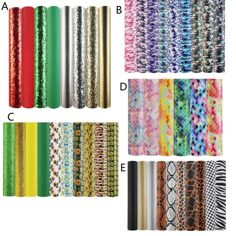 

L5YD Sunflower Christmas Leopard Camouflage PU Synthetic Leather Sheet Earring Making