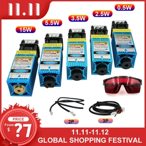 Лазерный модуль 2,5 Вт3,5 Вт, 5,5 Вт, нм, 33 мм, регулировка фокуса, лазерная гравировка и резка, TTLPWM управление, лазерная трубка, Диод + очки