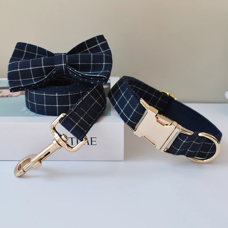 

Unique Plaid Printing Pet Collar Dog Leash Dog Accessories For Pitbull Bull Terrier Rottweiler Free eEngraved Pet Grid 02