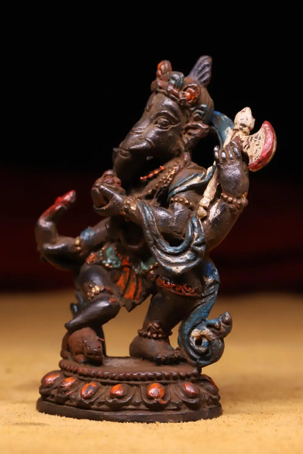 wedding decoration Tibetan monastery collection of bronze hand-beating chiseling color painting Elephant statue | Дом и сад