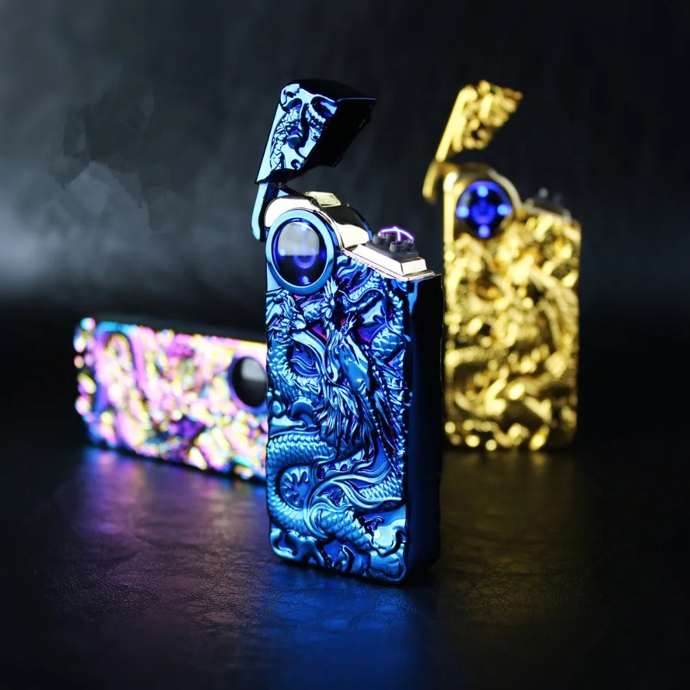 

New Double Plasma Lighter Windproof Electronic USB Recharge Arc Cigarette Smoking Electric