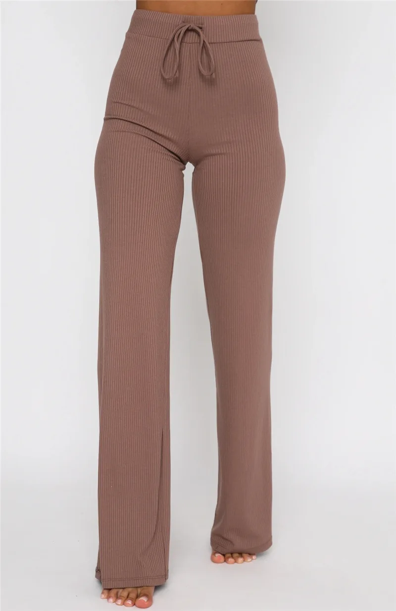 

SOINCRE 2021 Summer New Women's Long Pants Hot Sale Straight Loose Women's Pants High Waist Sexy Pure Color Casual Sports Pants