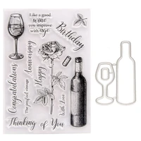 silicone rubber clear stamps cutting dies for scrapbooking wine glass letters diy paper album cards making embossing folder mold