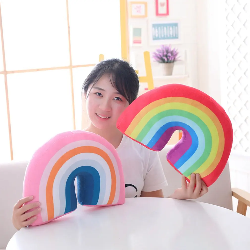 

Kids Rainbow U Shape Pillow Neck Cushion Head Support Child Sleeping Plush Toy Home Furnishing Decoration Baby Toys