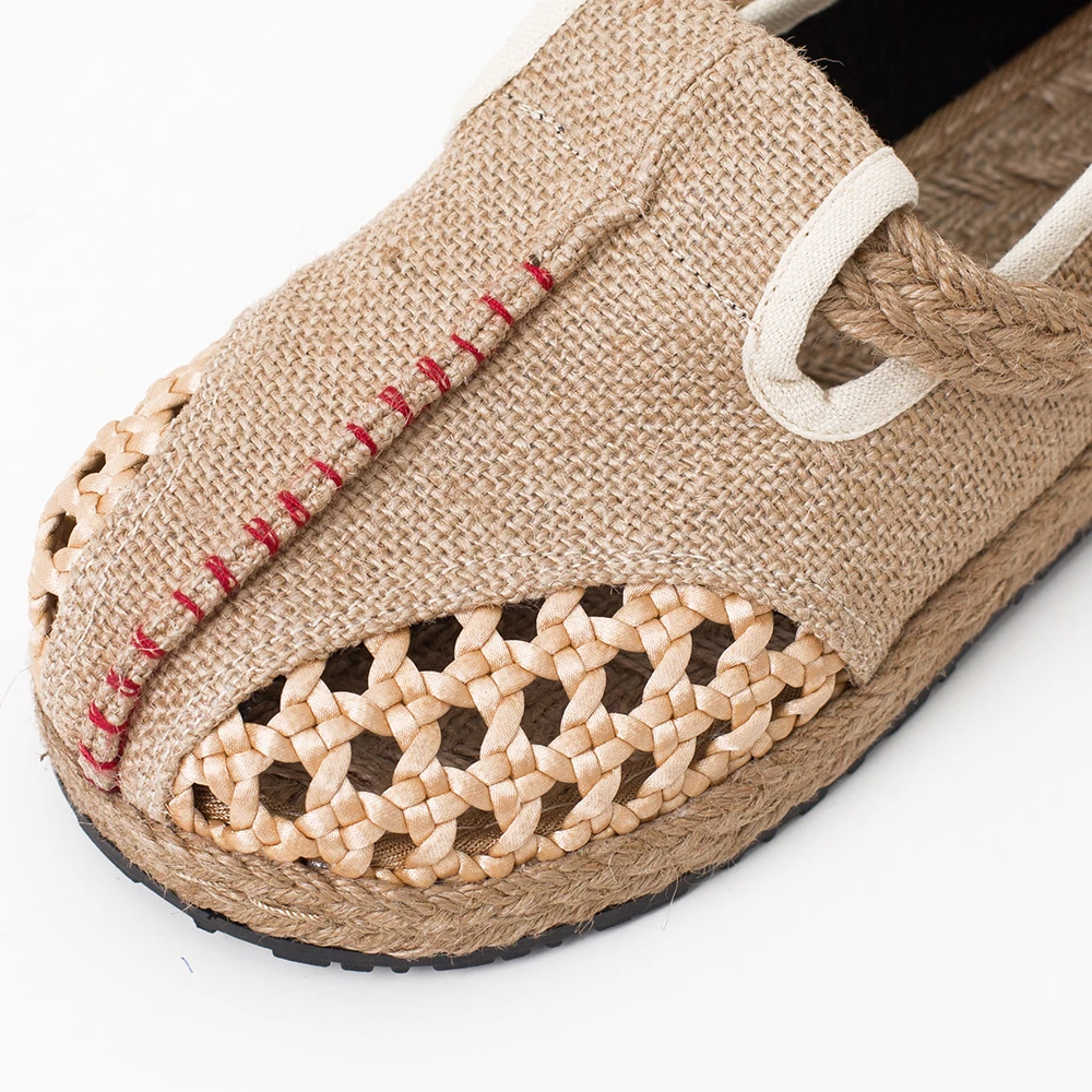 Лоферы Veowalk Женские повседневные из льна и хлопка дышащие ручной работы богемные