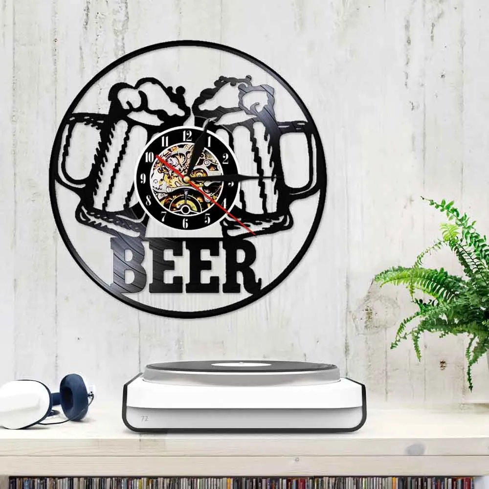 Настенные часы с виниловой пластиной It is Beer Drink декоративные цветные со