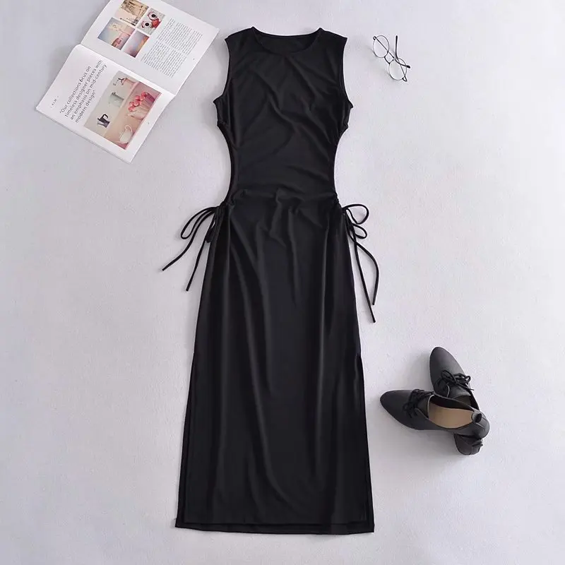 

JCÂ·KILIG 2021 New Fashion Black Hollow Out Medium Length Dress W4562191H