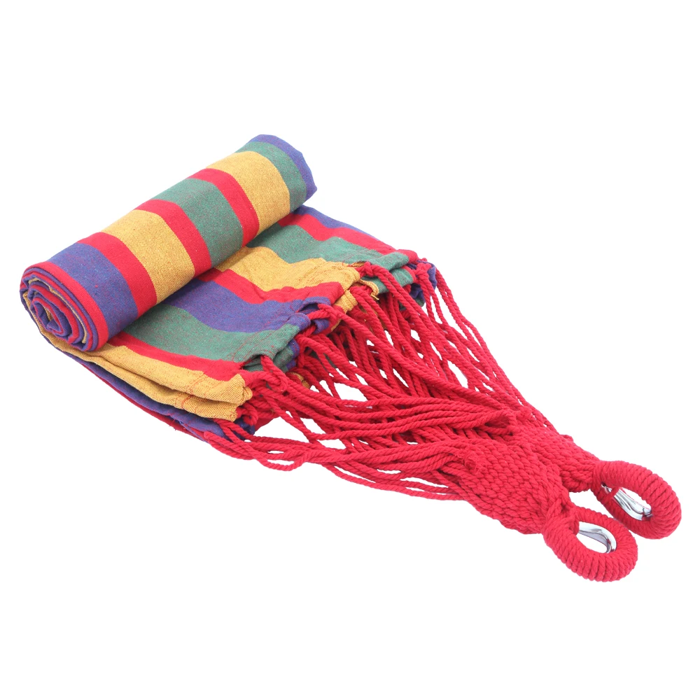 

Polyester Cotton Hammock Portable Beach Swing Bed With Two 2M Tie Ropes and Backpack Four Red
