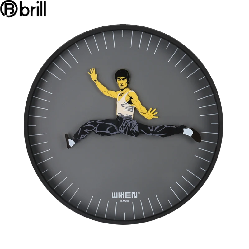 

Креативные настенные часы, современный дизайн, Роскошные Настенные часы кунг-фу, домашний декор, гостиная, черный декор для стены, кварцевые бесшумные часы