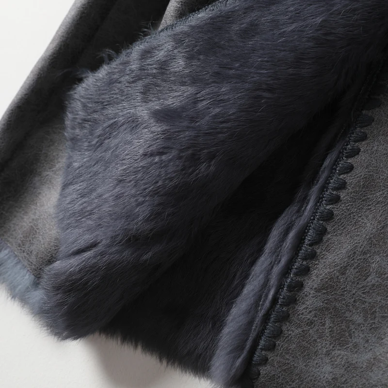 

Winter 2020 new rabbit fur integrated fur coat women's middle school long fox fur suit Lapel fur coat